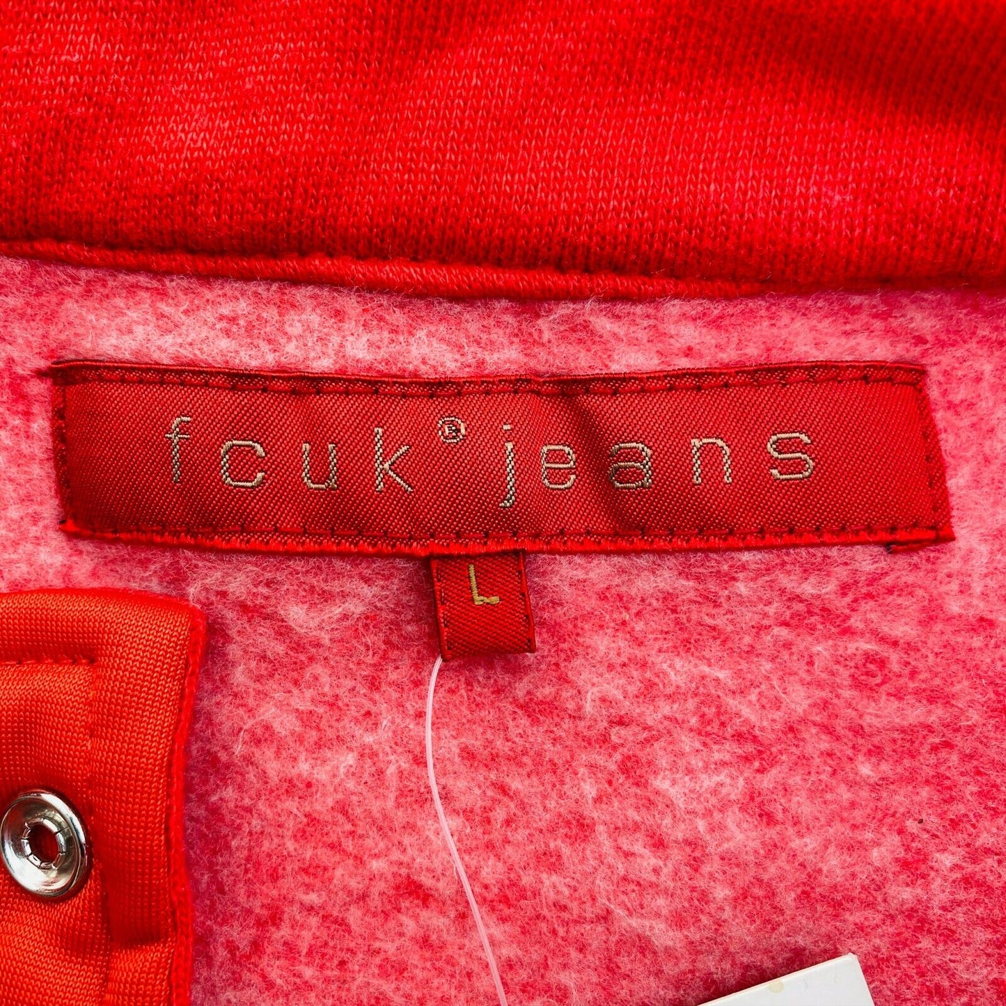 FCUK Jeans Pull rouge à fermeture éclair complète Taille L