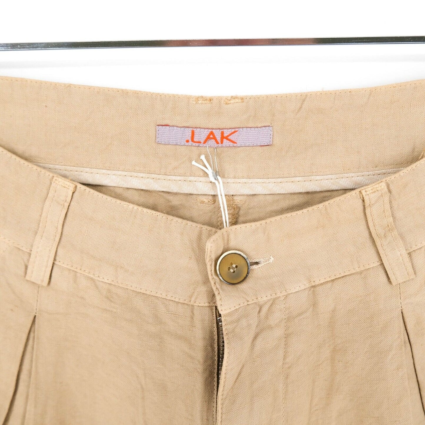 LAK Light Brown Cotton Linen Blend Bermuda Shorts Size 38 40 42