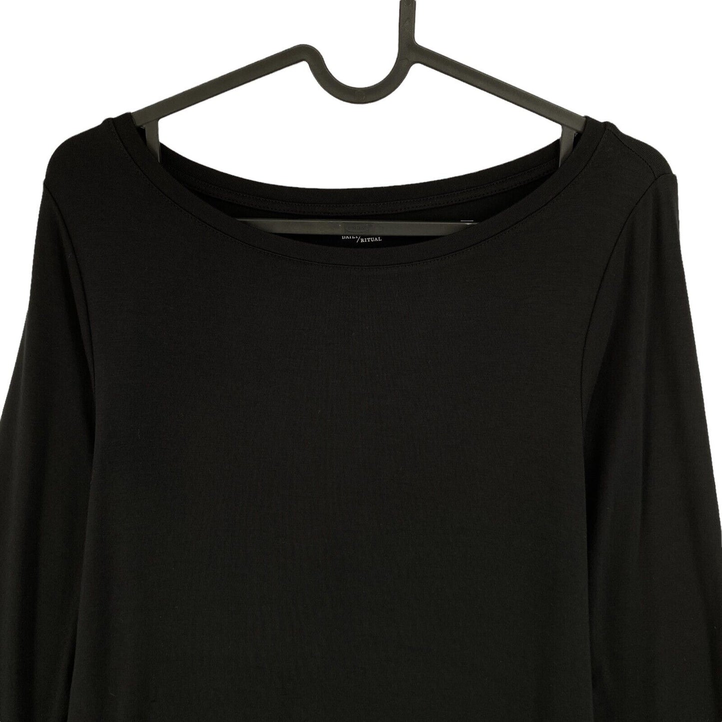 Daily Ritual Black 3/4 Sleeves Round Neck Flared Blouse Top Size S