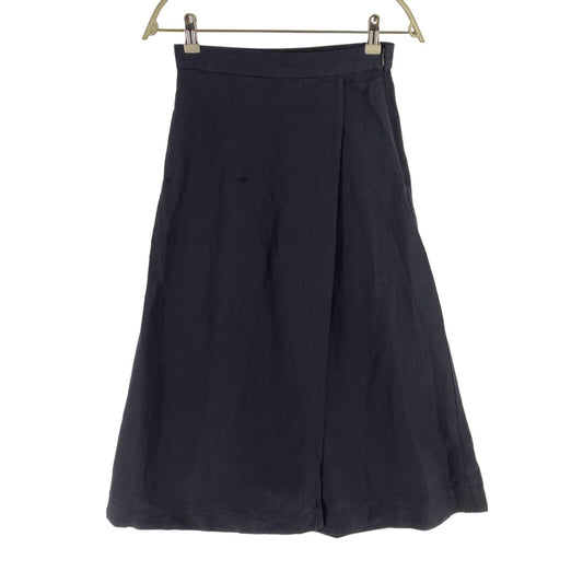 GANT Women Navy Blue Linen Viscose Midi Skirt Size XS