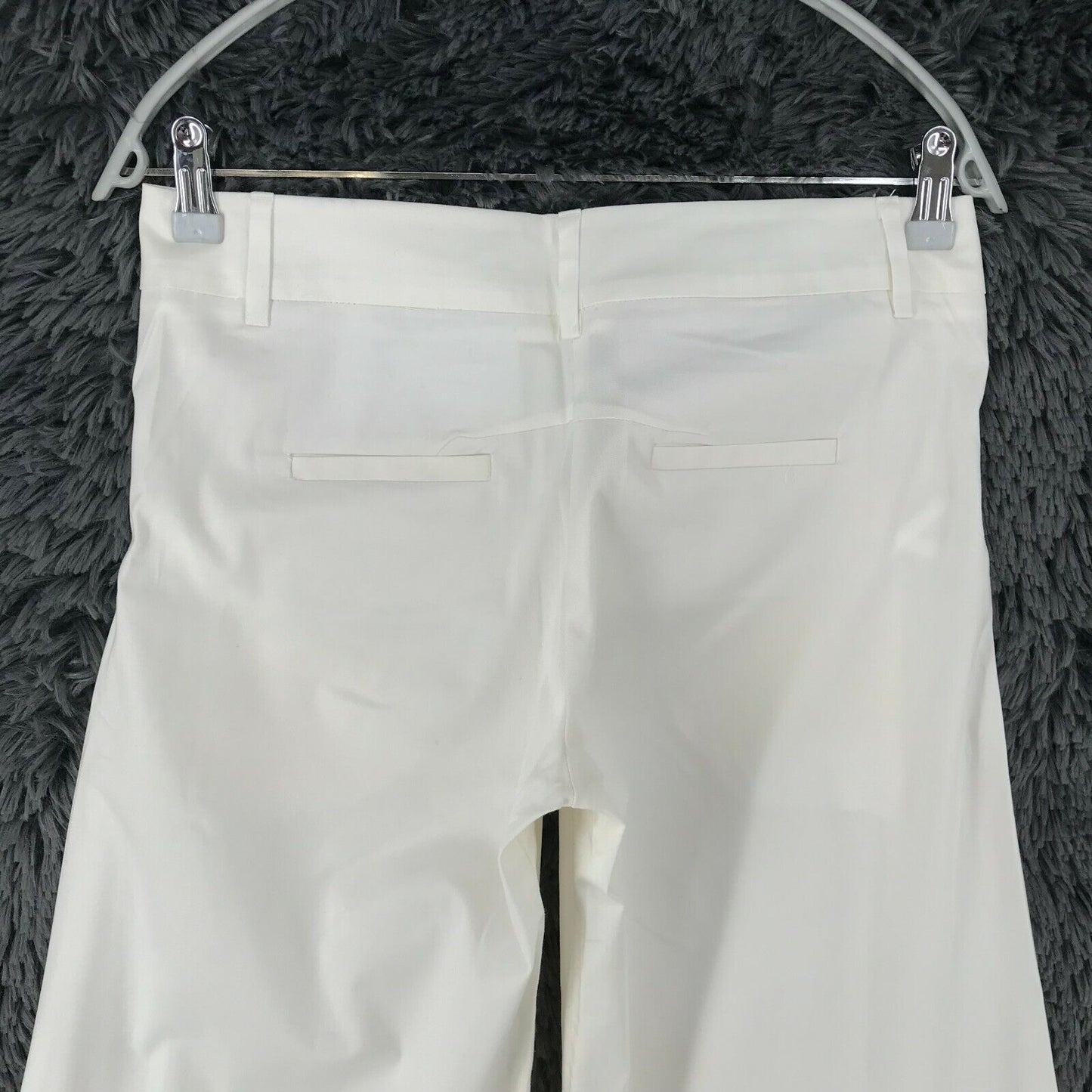 ROSSODISERA Women White Stretch Loose Bootcut Fit Trousers Size M W30