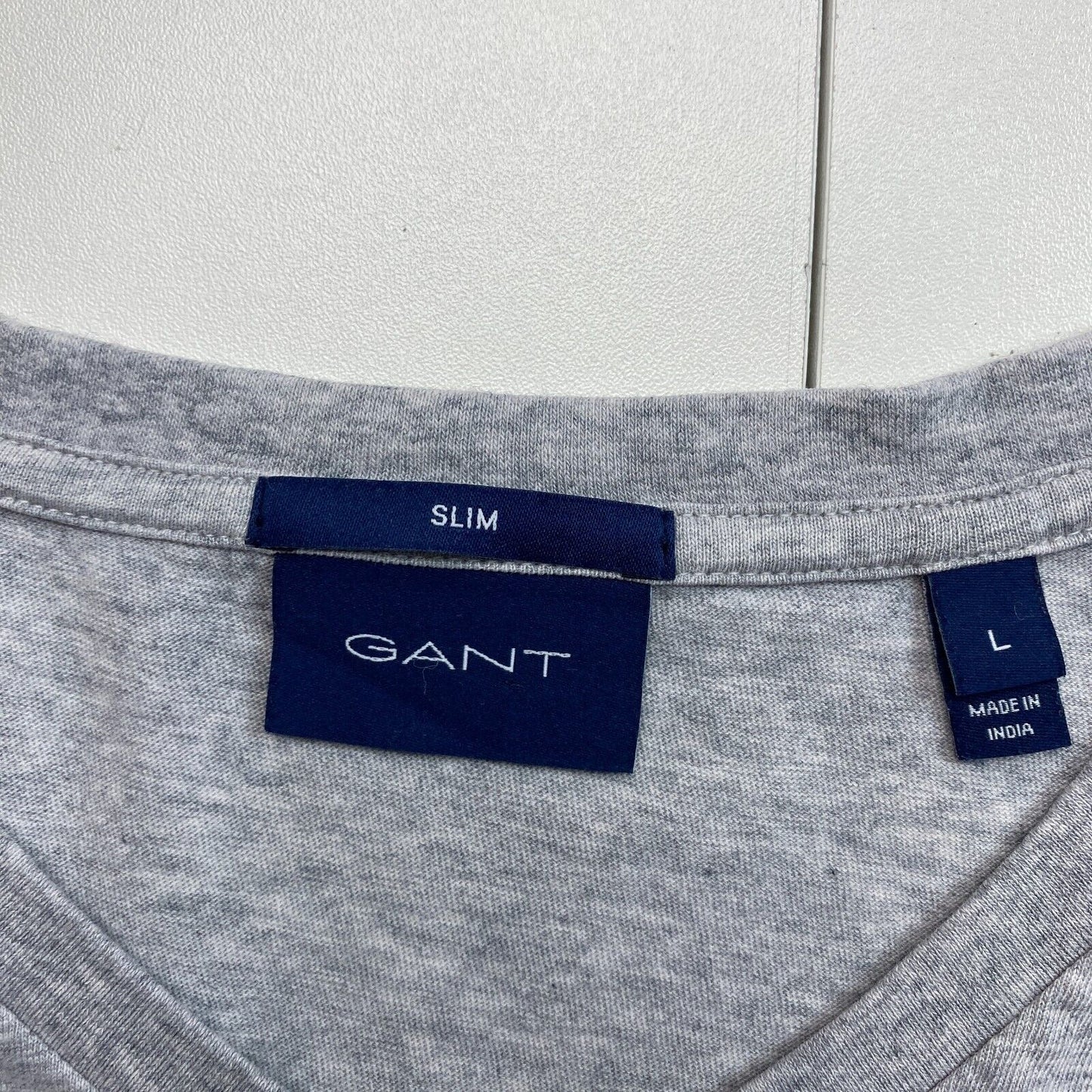 GANT Men Grey Original Slim Fit V Neck Short Sleeves T Shirt Size L