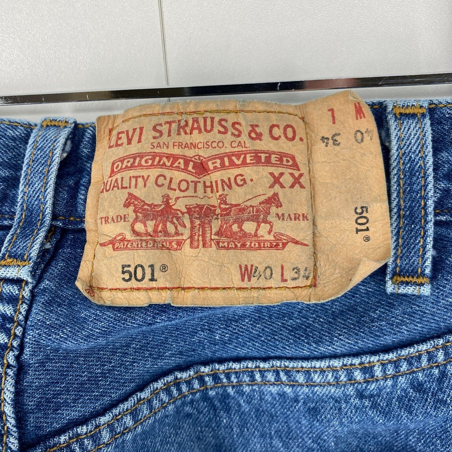 Vintage Levi's 501 Blue Original Regular Straight Fit Jeans W40 L28