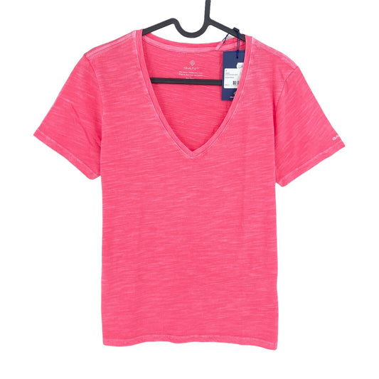 GANT T-Shirt mit V-Ausschnitt, sonnenverblasst, Pink, Größe S