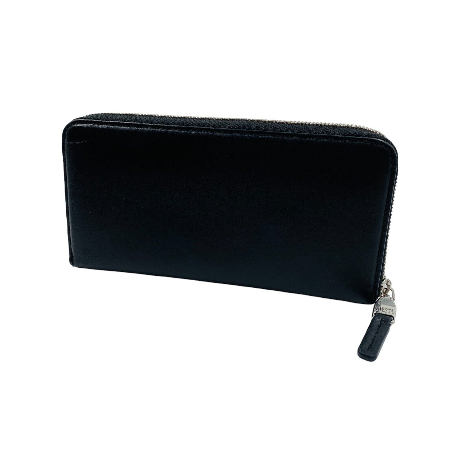 DIESEL Black Women Zip Around Logo Leather Wallet