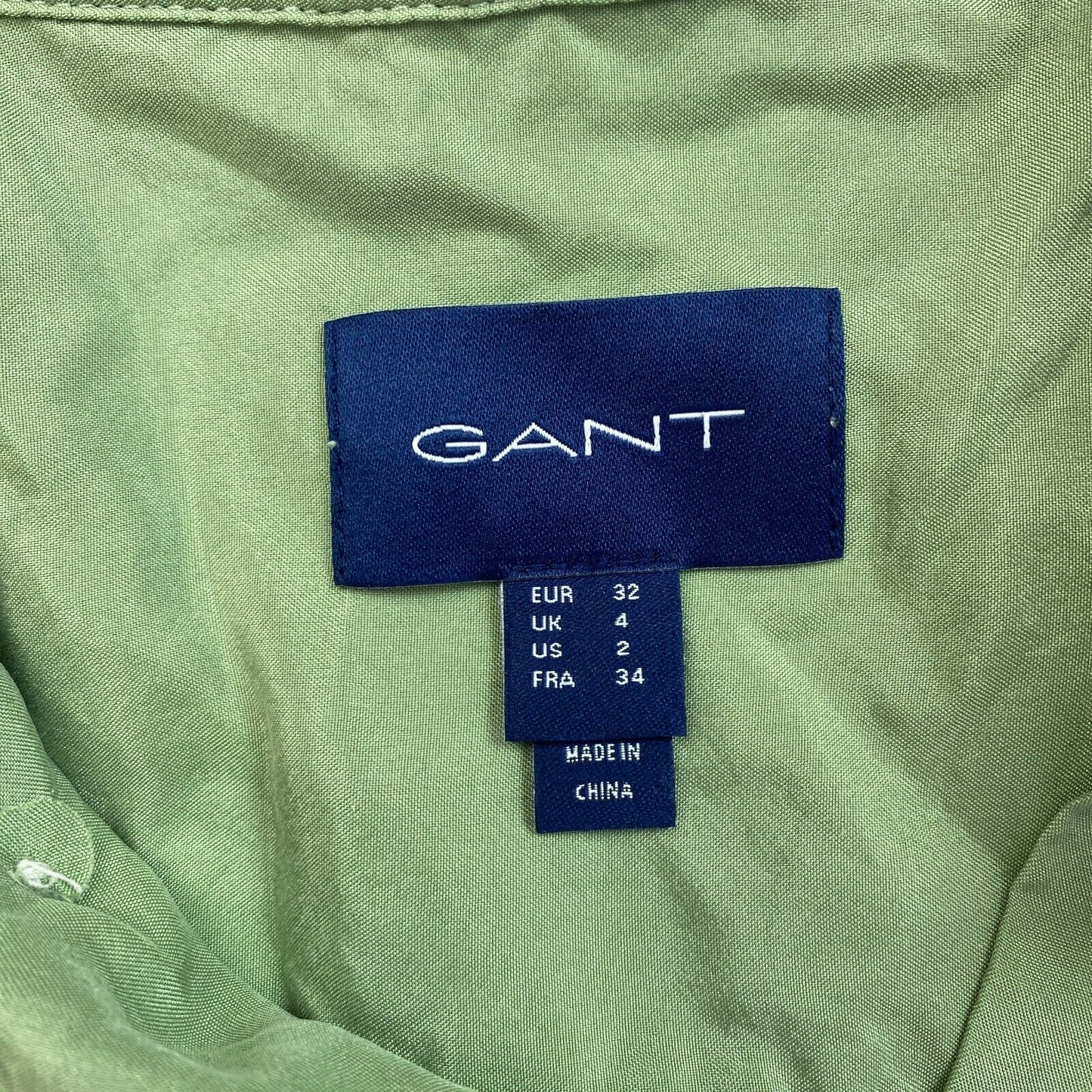 GANT Green Relaxed 100% Silk Shirt Size EU 32 UK 4 US 2