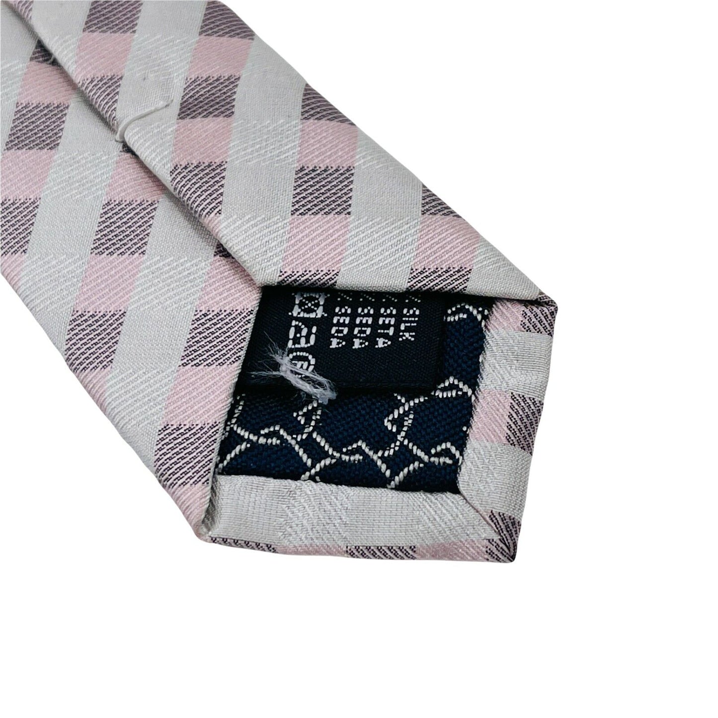 GANT – Handgemachte Krawatte aus 100 % Seide mit Gingham-Karomuster, Grau/Rosa