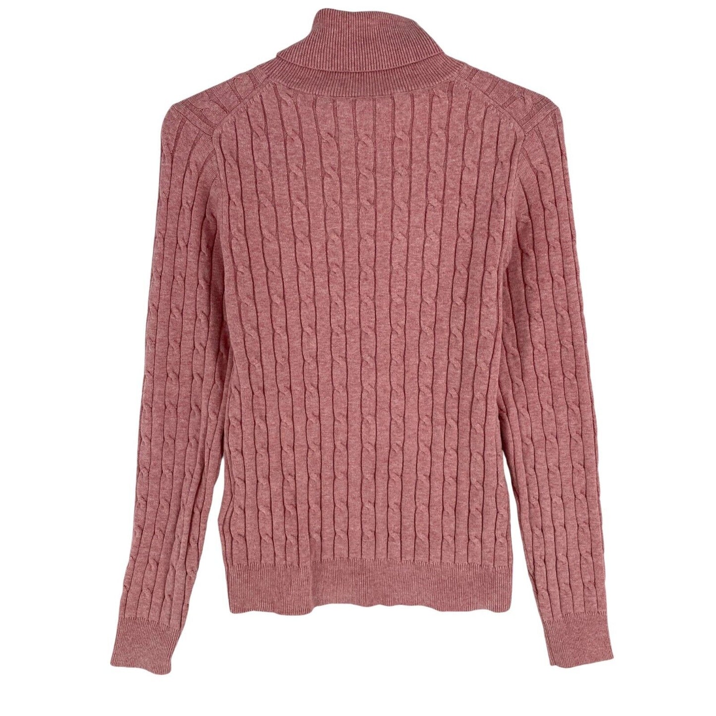 GANT Women Pink Stretch Cotton Cable Knit High Neck Sweater Jumper Size S