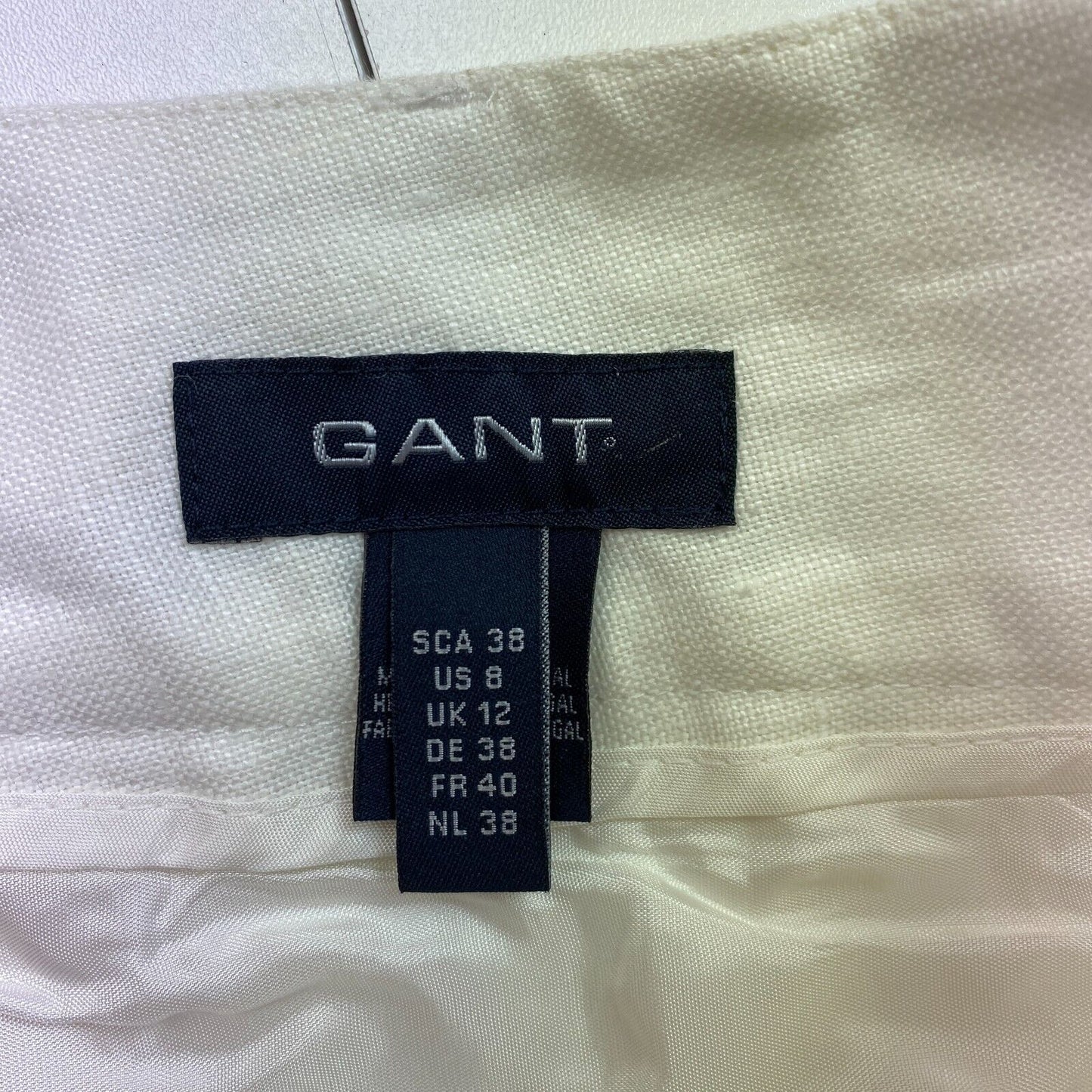 GANT Femme Beige 100% Lin Pantalon Évasé Pantalon Taille EU 38 UK 12 US 8