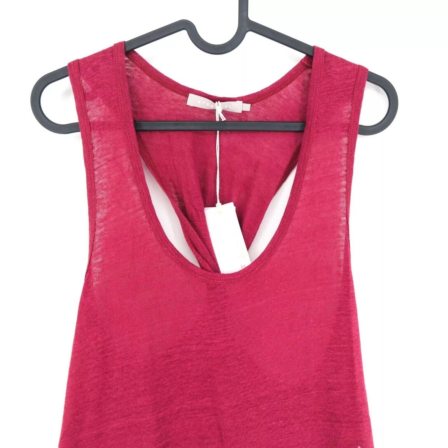 RRP €96 STEFANEL Red Flared Flower Print Scoop Neck Linen Tank Top T Shirt M