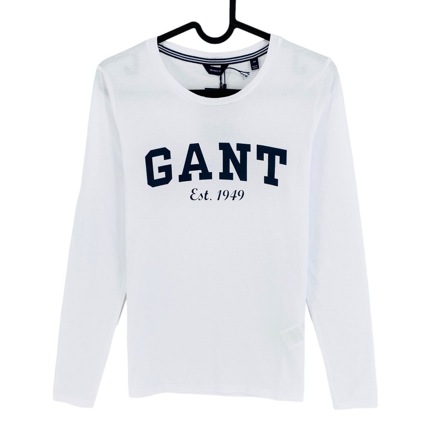 GANT T-shirt à manches longues et col rond avec logo blanc Taille XS