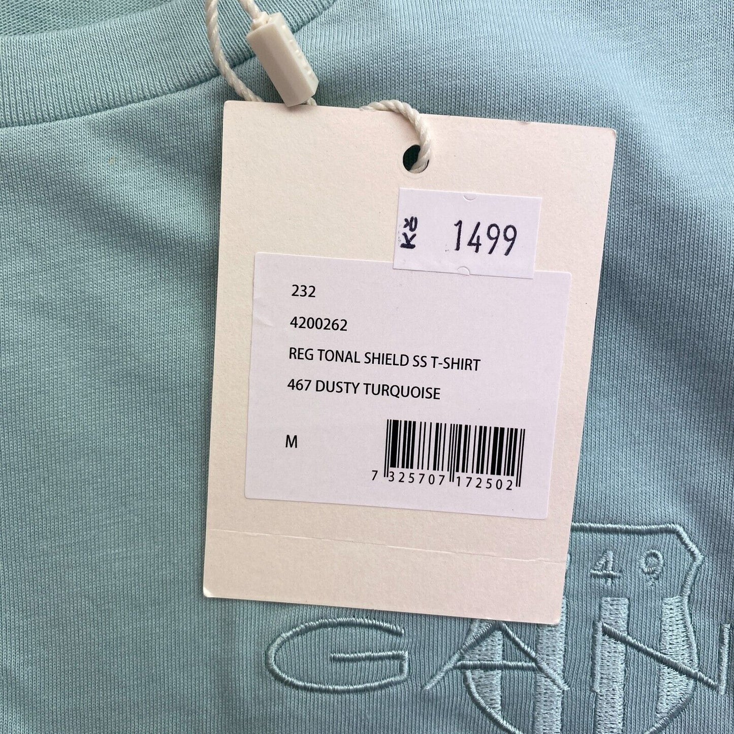 GANT Women Dusty Blue Tonal Archive Shield Crew Neck SS T Shirt Size M