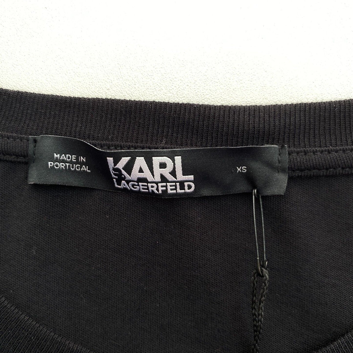 Karl Lagerfeld Black Ikonik Pocket Tee W/Glasses Crew Neck T Shirt Size XS