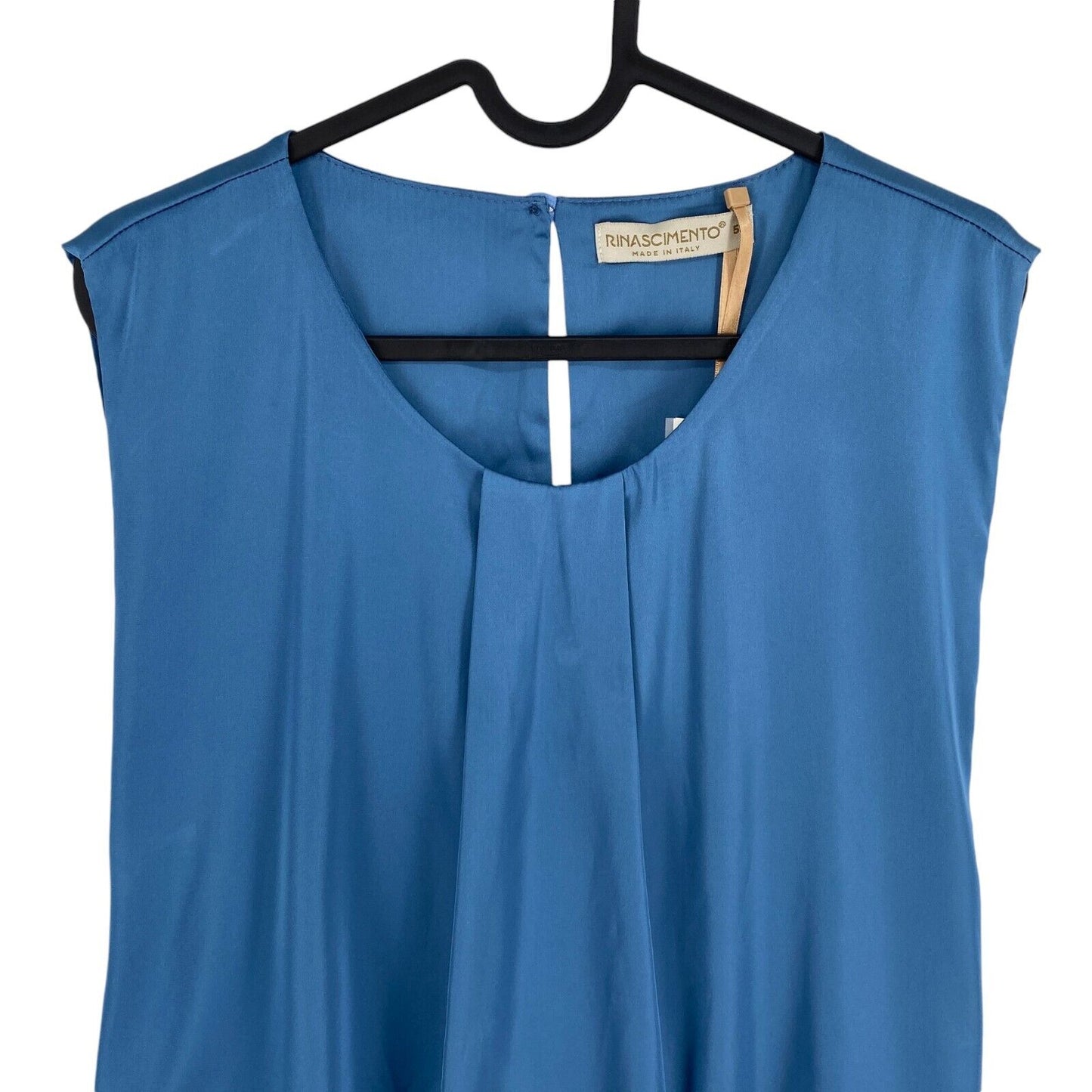 Rinascimento Women Blue Crew Neck Sleeveless Blouse Size 54 EU 50 UK 22 US 20