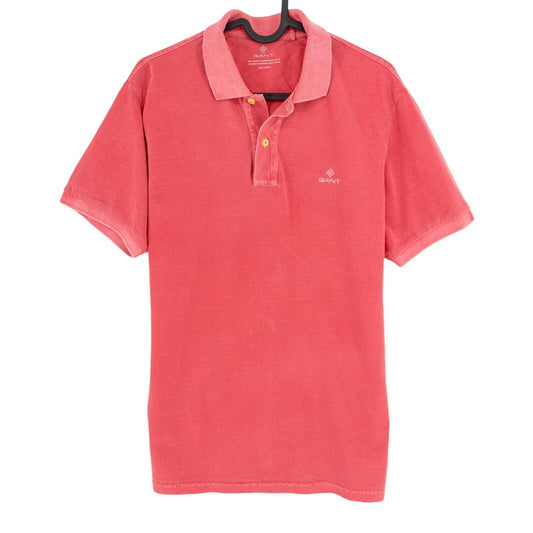 GANT T-Shirt mit Polokragen und gebleichtem Piqué, Rot, Größe S