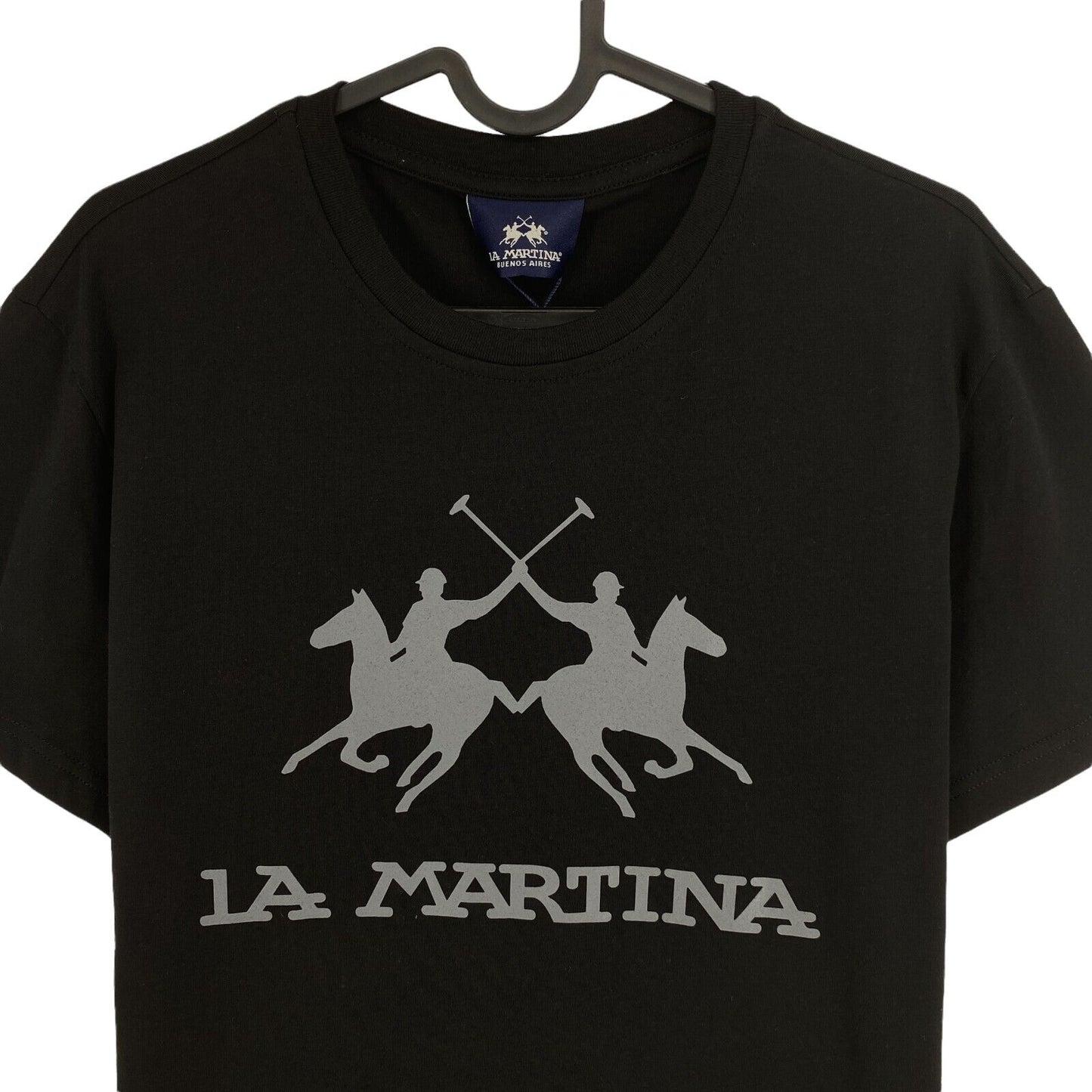 LA MARTINA Buenos Aires Black Jersey Crew Neck T Shirt Size S M