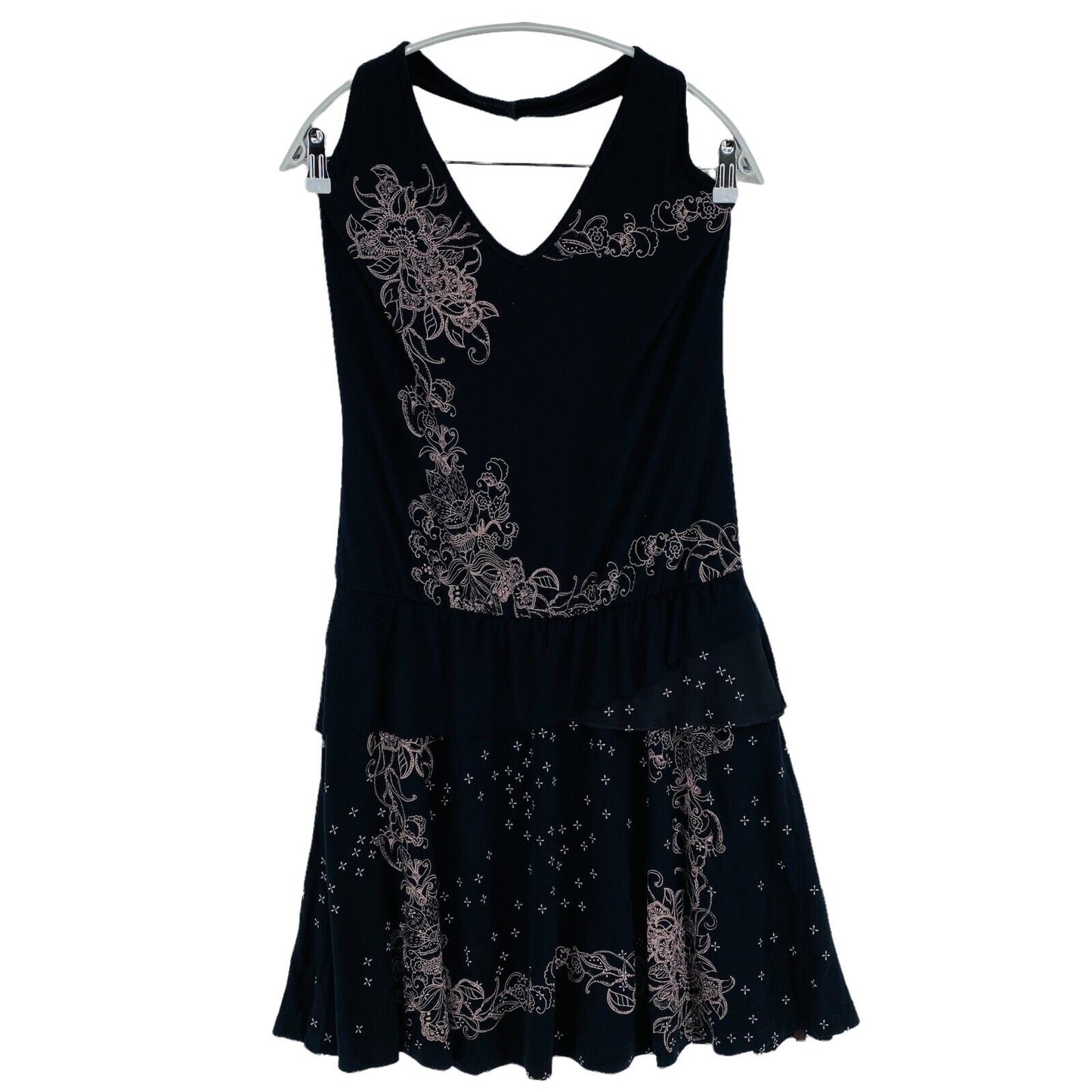 Colcci Floral Schwarz Ärmelloses Neckholderkleid Größe M