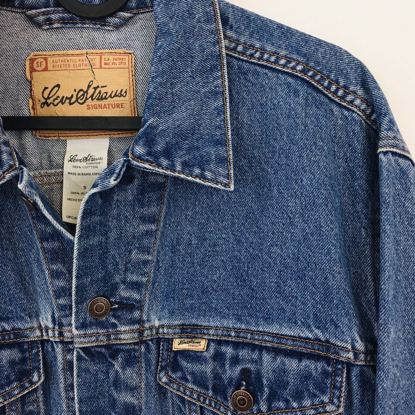 Levi’s Signature Blue Vintage Denim Jeans Rider Trucker Jacket Size S