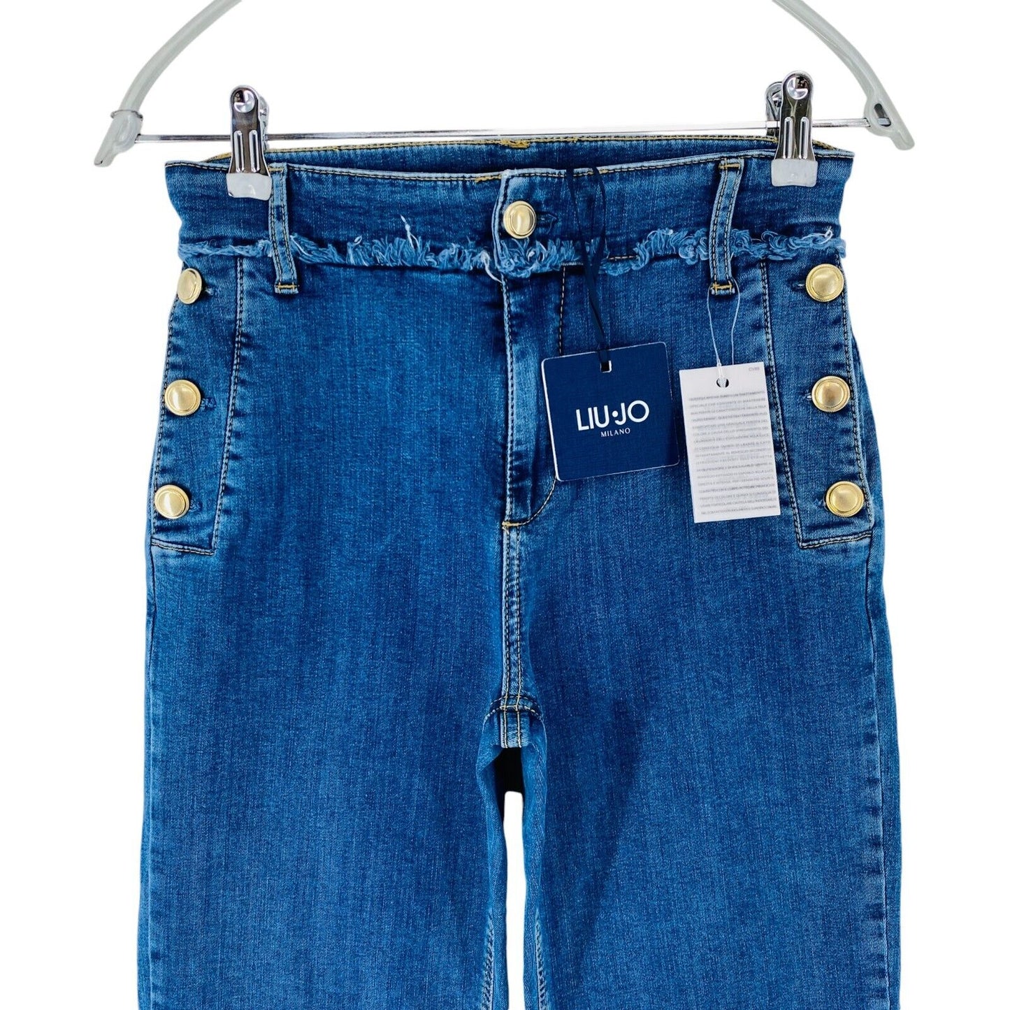 LIU JO Women Blue Relaxed Wide Leg Fit Cropped Jeans Size W27