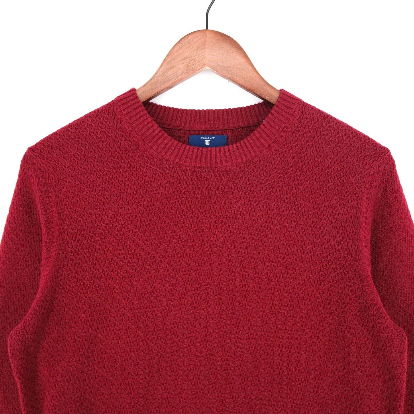 GANT Dark Red Crew Neck Cotton Blend Jumper Sweater Size S