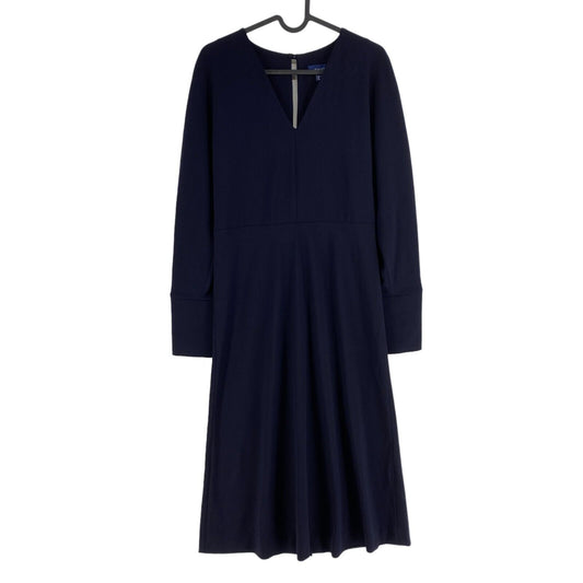 GANT Navy Blue V Neck Long Sleeves Flared Dress Size EU 40 UK 12 US 10