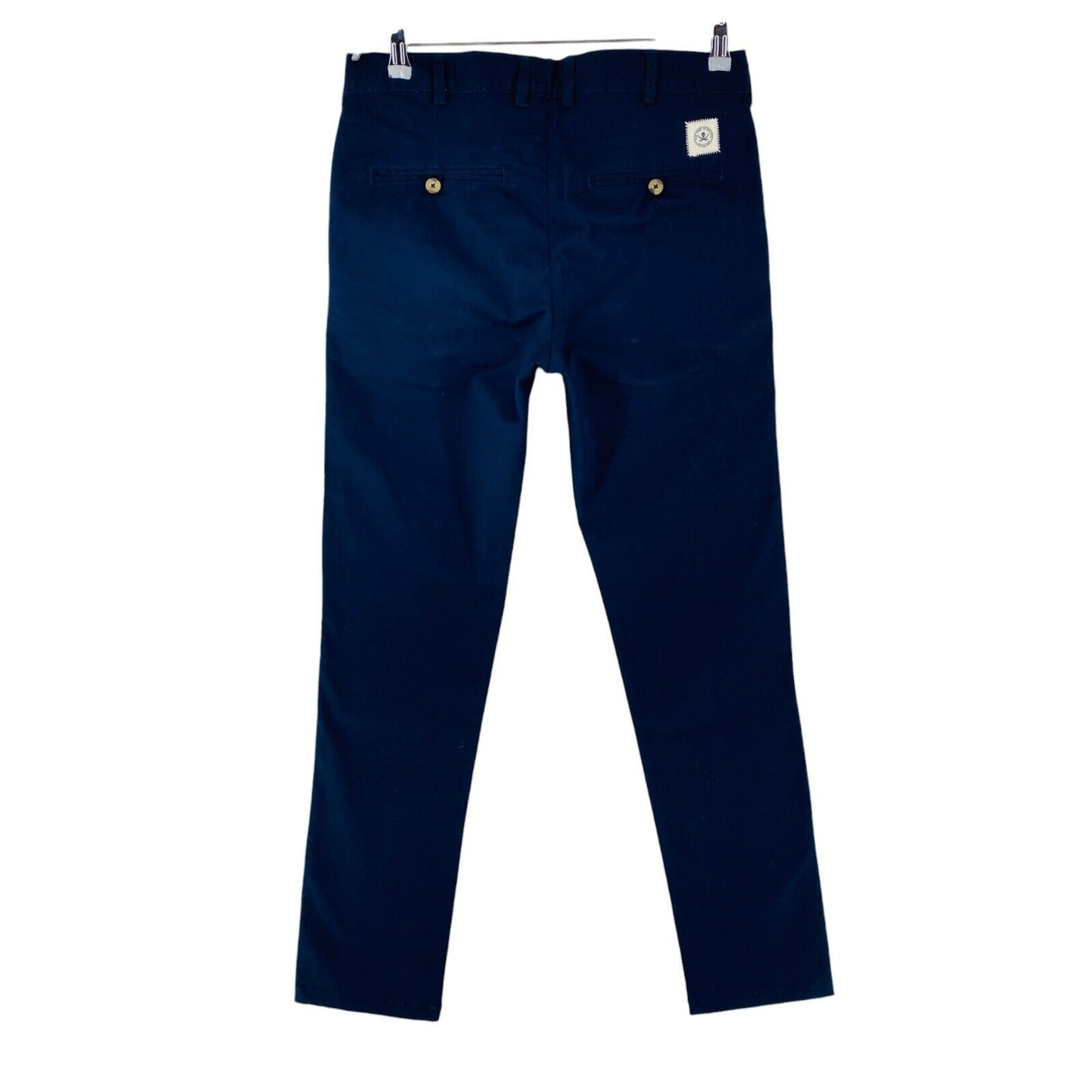 THE TIME OF BOCHA Mens Dark Blue Slim Fit Chino Trousers Size EU 40 W31