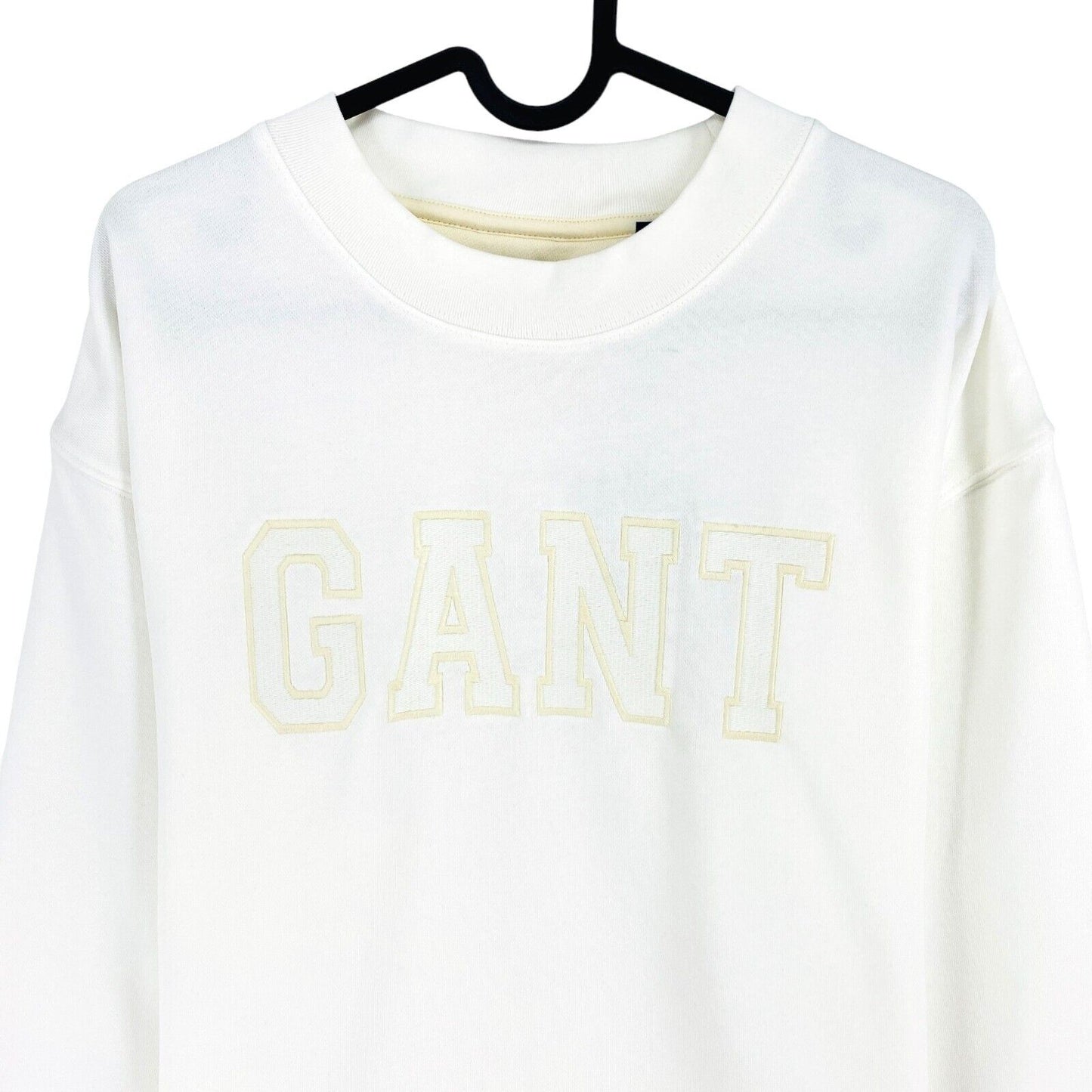 GANT Weißer Pullover mit Rundhalsausschnitt und Logo, Größe M