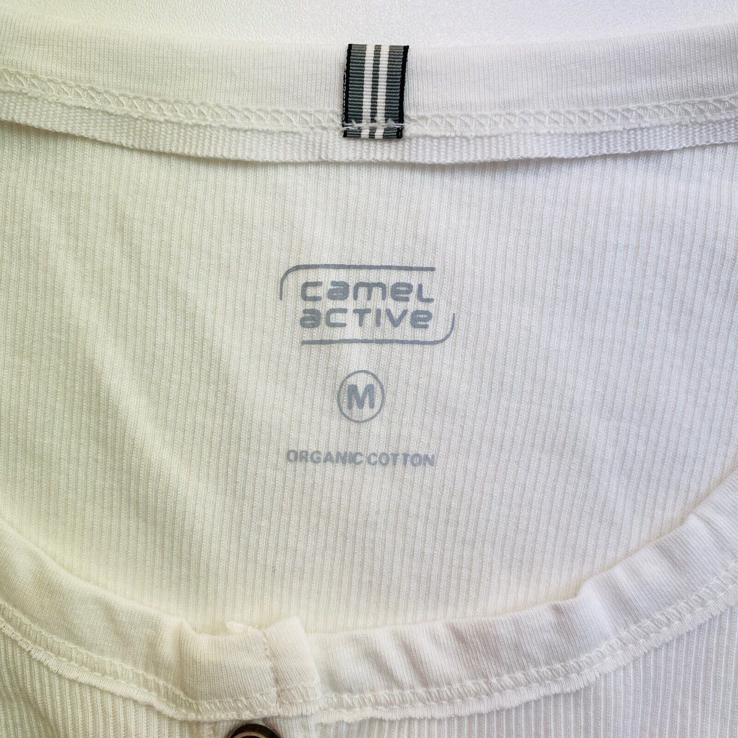 Camel Active T-Shirt mit Rundhalsausschnitt und langen Ärmeln, weiß, Größe M