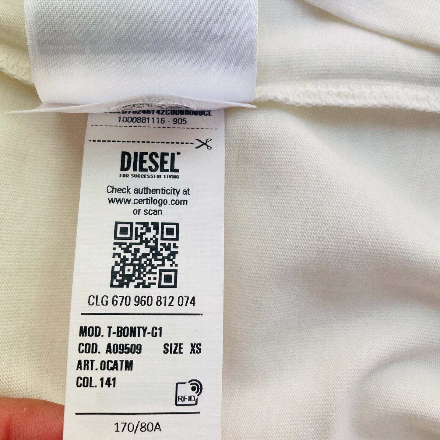 DIESEL Blanc avec Spray Can Print Crew Neck T Shirt Taille XS