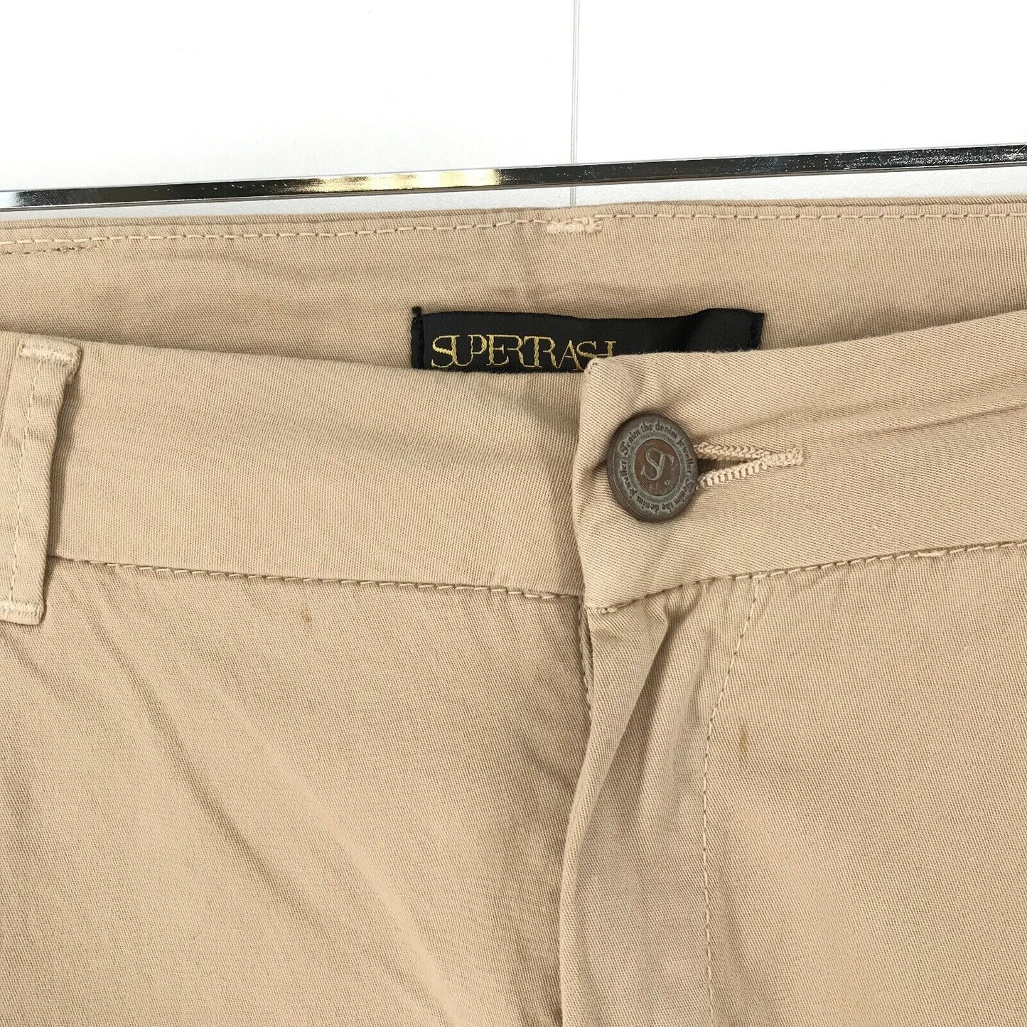 SUPERTRASH Women Beige Skinny Fit Chino Trousers Size W25