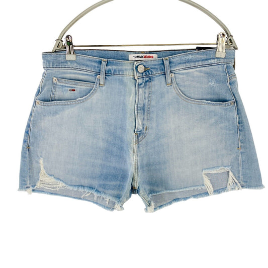 Tommy Hilfiger Women Blue Regular Fit Ripped Hot Pants Denim Shorts Size W32