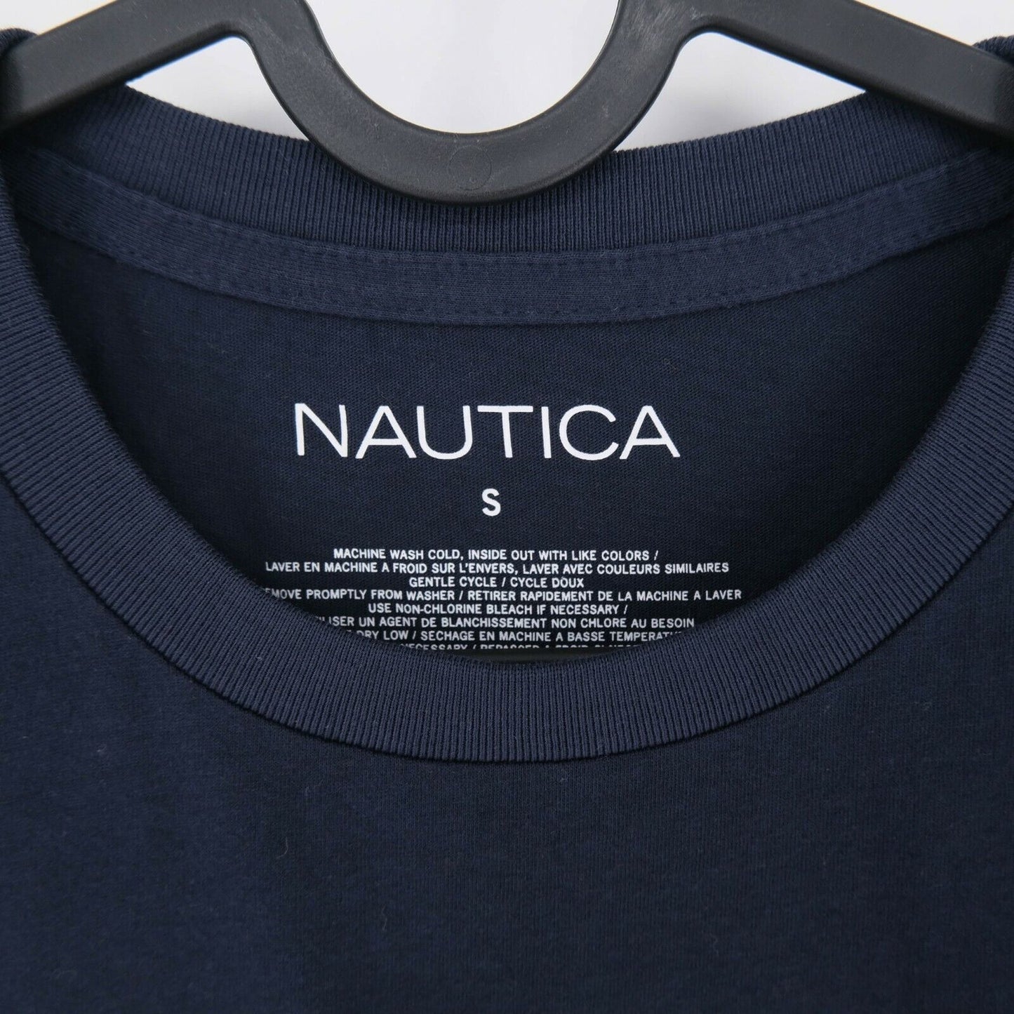 NAUTICA Navy Blue Logo Print Crew Neck Top T Shirt Size S