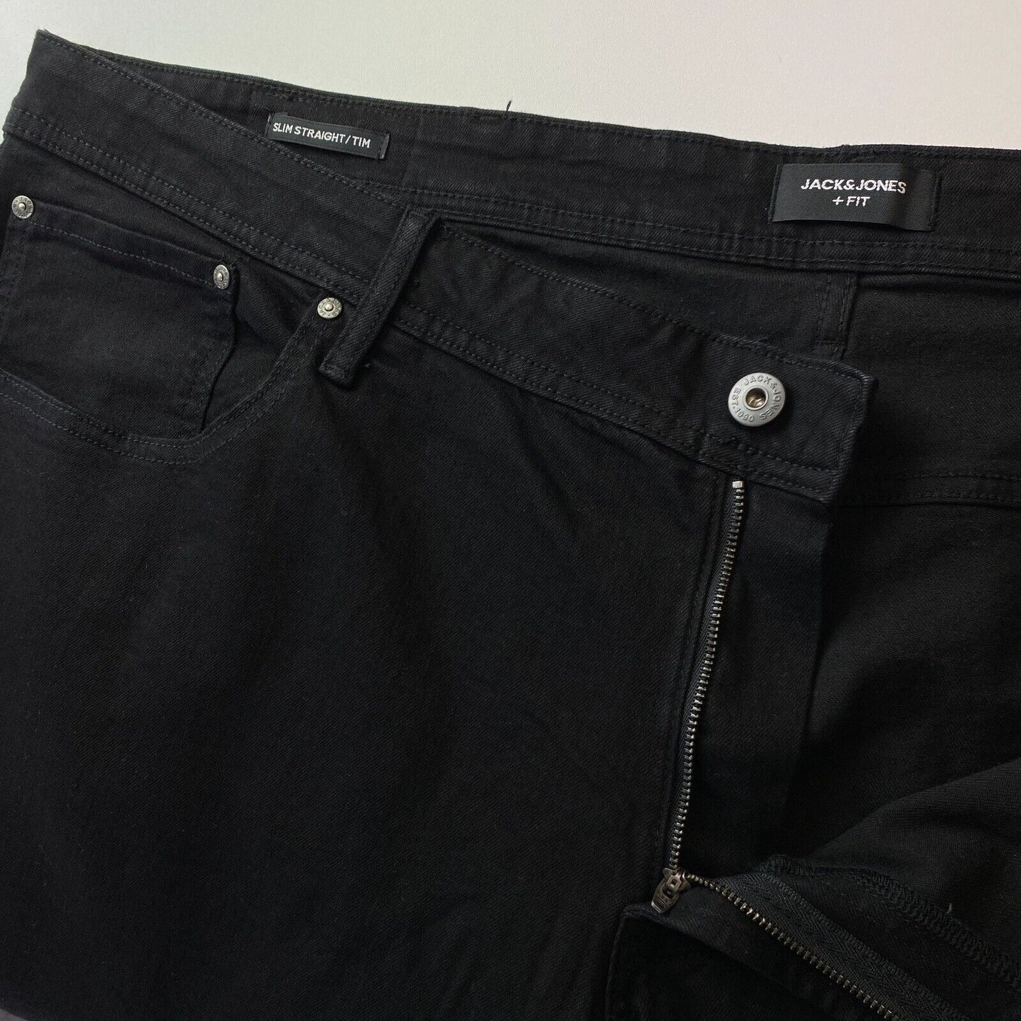 JACK & JONES + FIT TIM Black Slim Straight Fit Jeans W52 L32