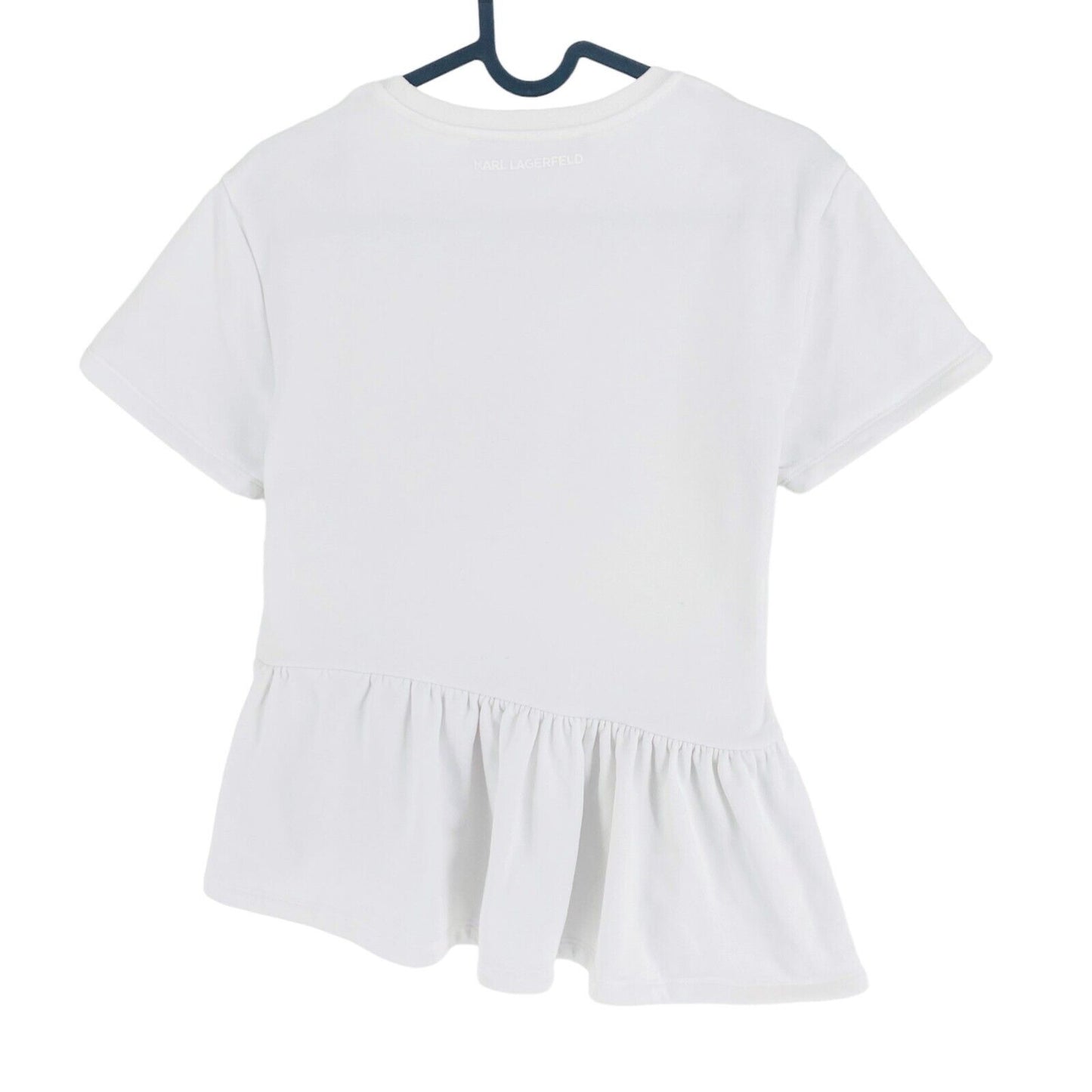 Karl Lagerfeld White Ruffle Crew Neck T Shirt Size M