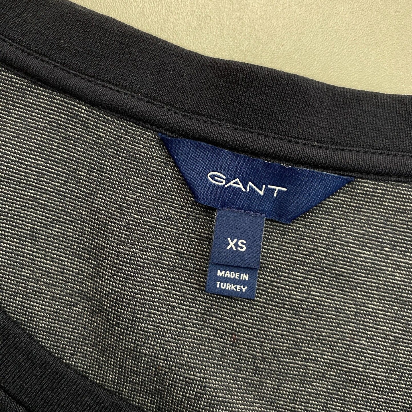 GANT Marineblau gestreiftes Kleid mit Rundhalsausschnitt und langen Ärmeln, Größe XS