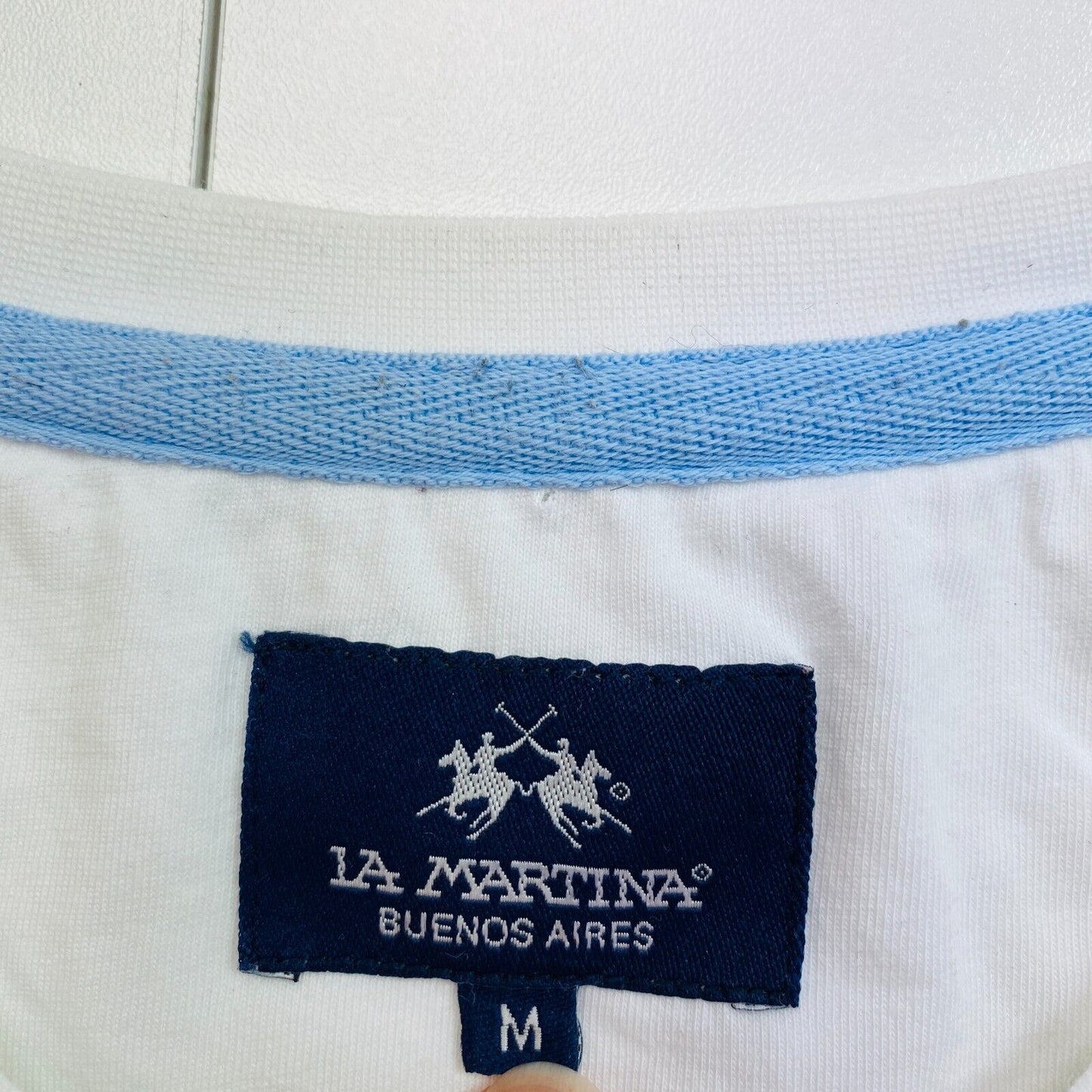 LA MARTINA Men White Argentina Print Crew Neck T Shirt Size M