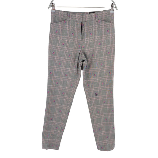 Brooks Brothers Grau karierte Hose aus Wollmischung mit Blumenmuster, Größe EU 36 UK 8 US 2