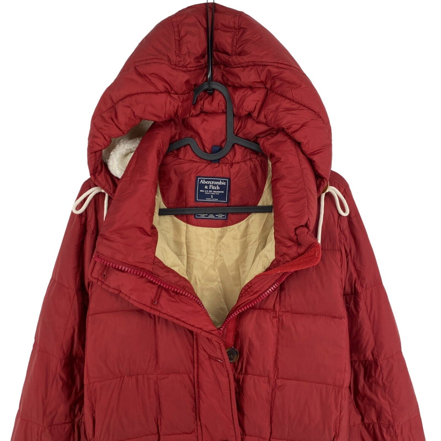 Abercrombie & Fitch Red Hooded Down Puffer Coat Jacket Size S