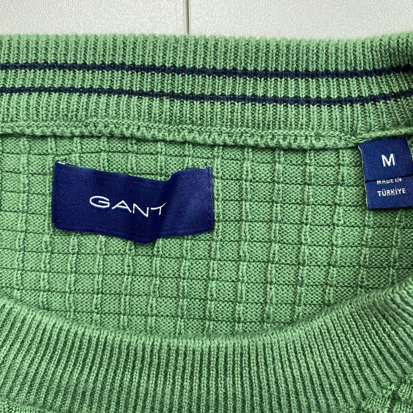 GANT Green Cotton Texture Crew Neck Sweater Pullover Size M