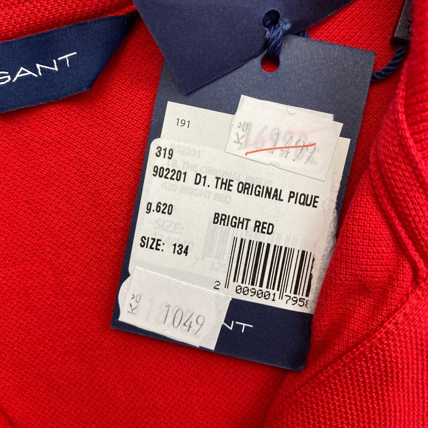 GANT Boys Red Original Pique Polo Shirt Size 9-10 Years 134/140 cm