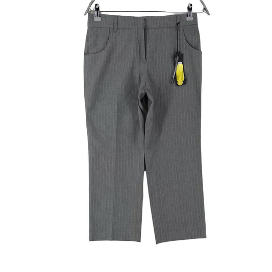 Fairly Damen Grau Lockere Gerade Passform Gestreifte Hose Größe 40 W28 Made in Italy