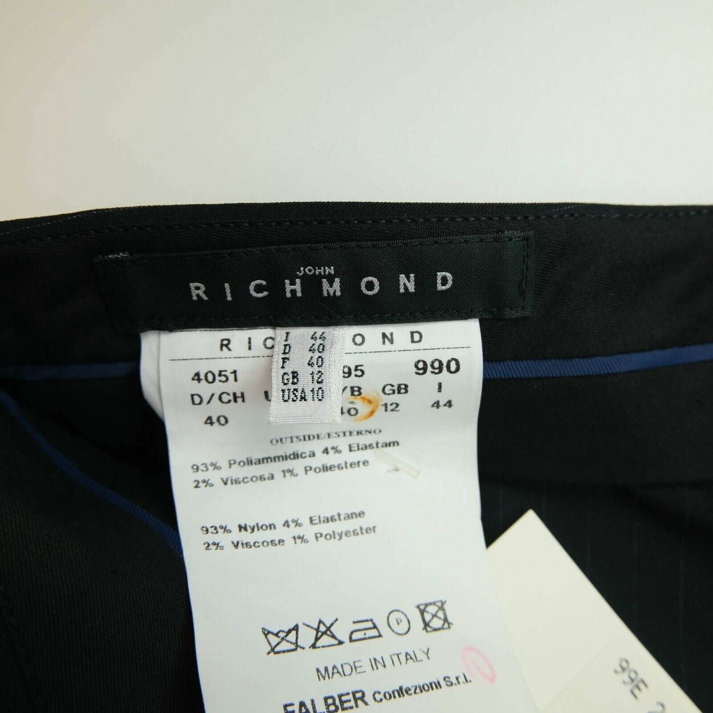 John RICHMOND Black Straight Striped Trousers Size IT 44 EUR 40 UK 12 US 10