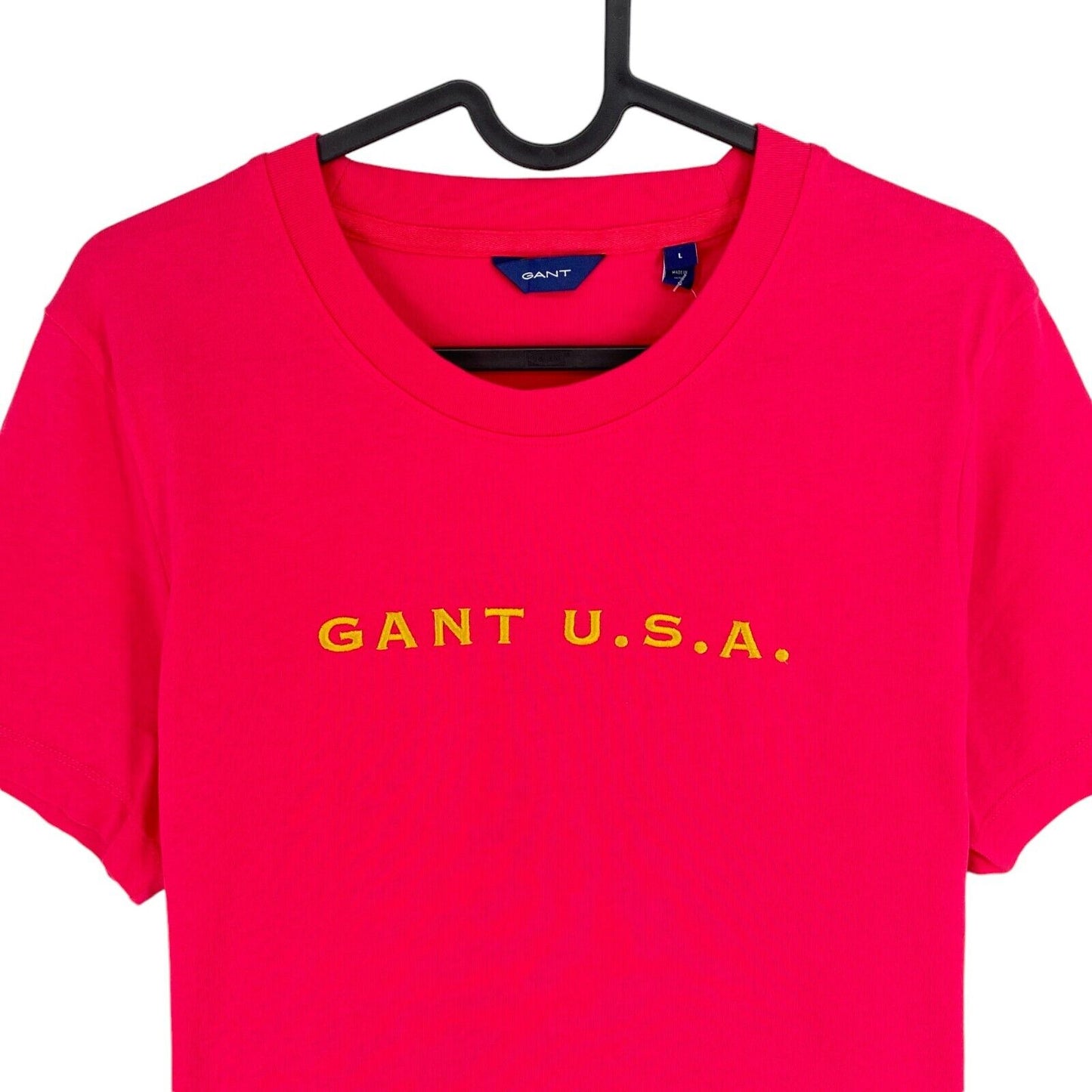 GANT Women Pink Logo Crew Neck Short Sleeve T Shirt Size L