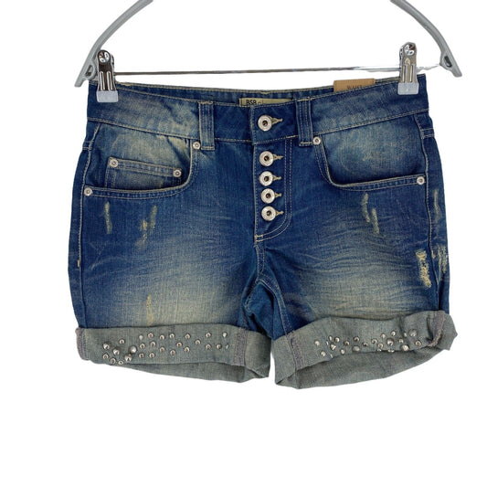 BSB Jeans, Blau, 100 % Baumwolle, Denim, Boy-Fit, Bermuda-Shorts, Größe 24 W29