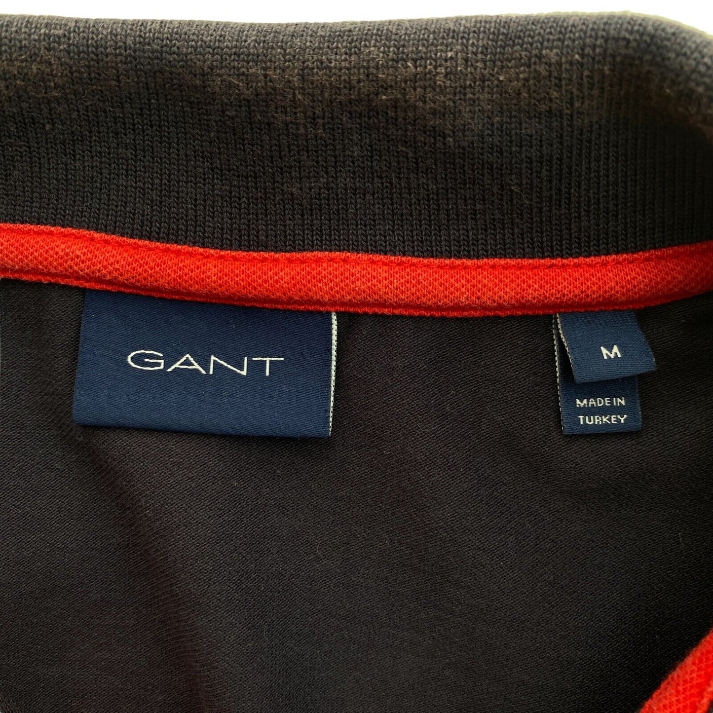 GANT, Marineblaues Piqué-Rugger-Poloshirt mit Kontrastkragen, Größe M