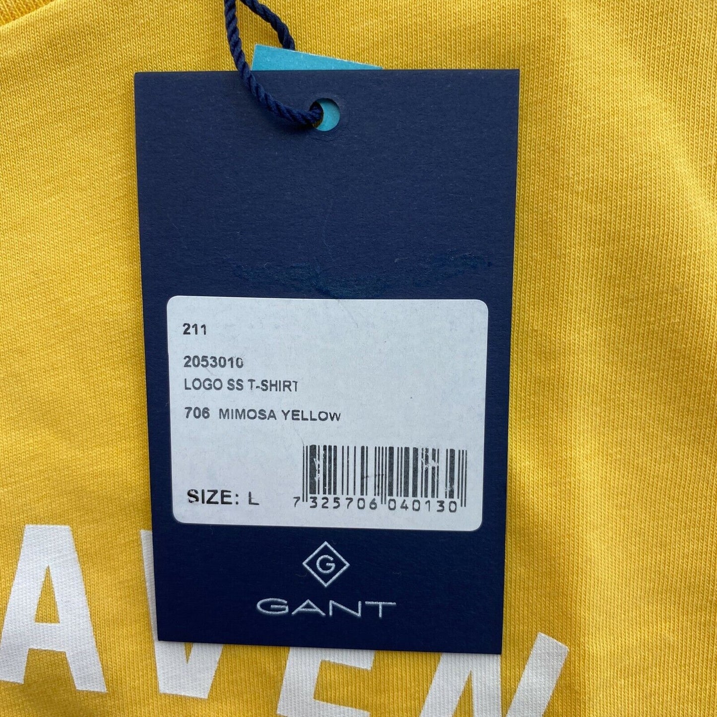 GANT Yellow Logo Crew Neck T Shirt Size L