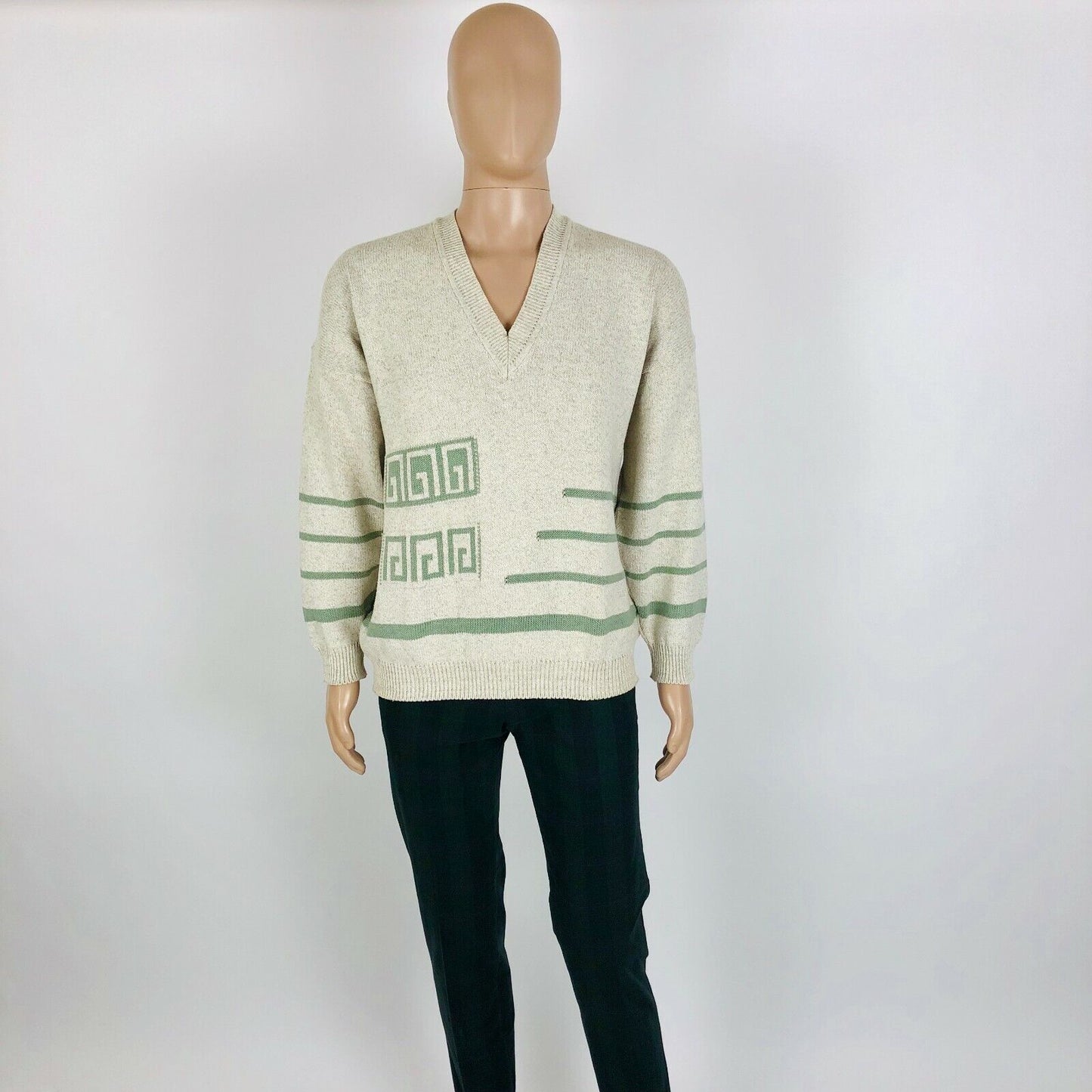 BELIKA Danish Cosby Vintage Retro 90s Beige Sweater Jumper EUR 56 US UK 46 2XL