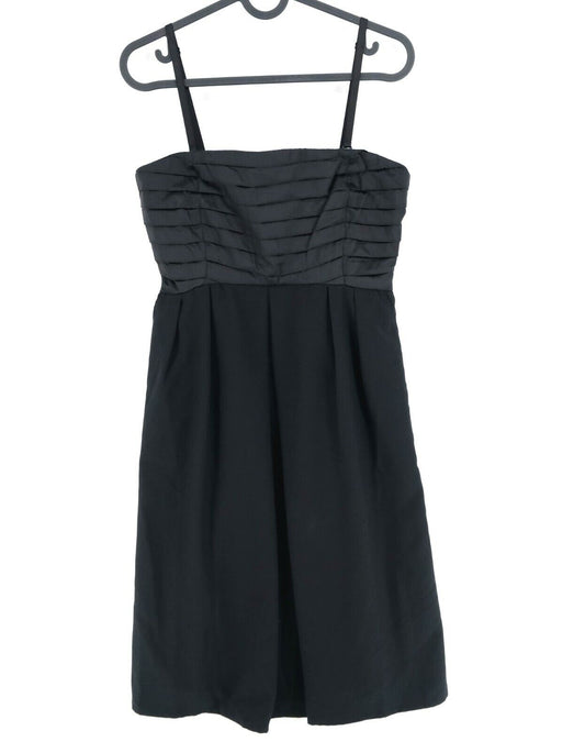 S`NOB Black Sleeveless Square Neck Pleated A Line Dress Size M