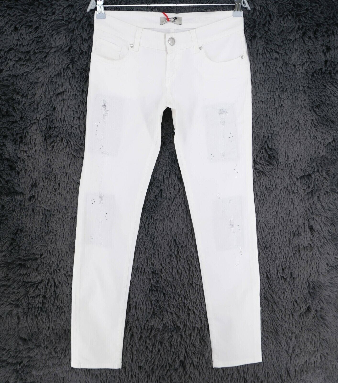 Prix ​​conseillé 201 € Seven7 Blanc Taille Basse Coupe Skinny Jean En Détresse Taille W30