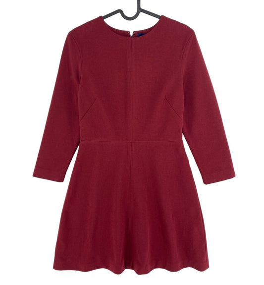 GANT Dark Red Tailored Jersey Flare Dress Size EU 36 UK 8 US 6